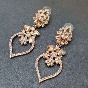 Rose Gold Crystal Rhinestone Earrings